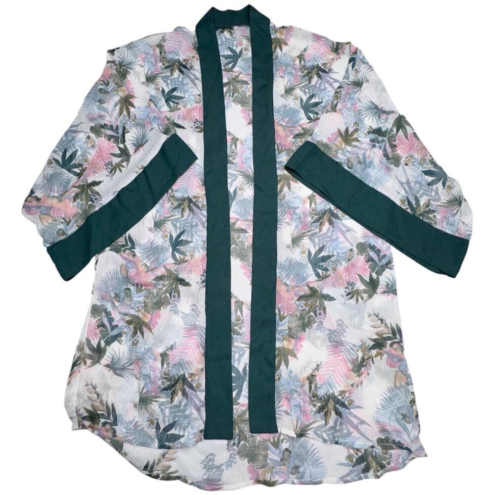 Sheer Floral Beach Cover Kimono Womens Size Xs/S Boh Bohemian Pool Wear
